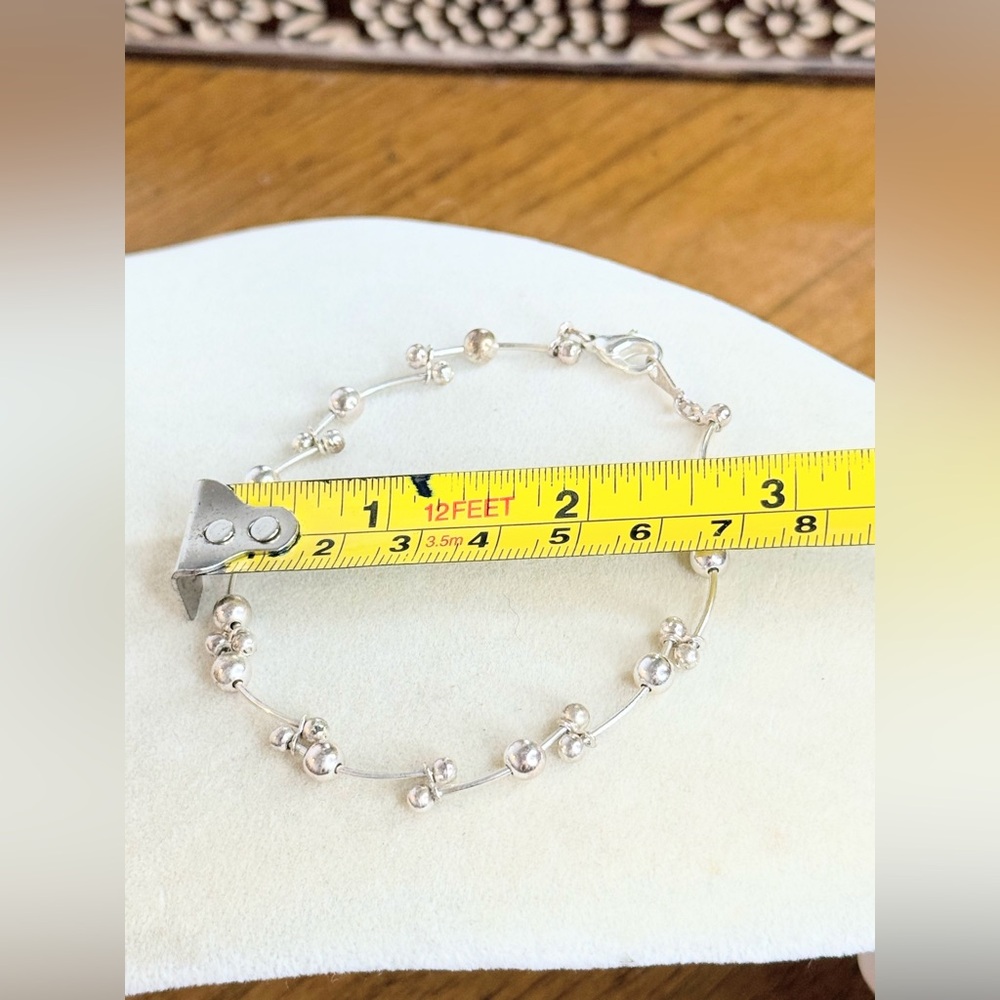 Sterling Silver Beaded Cluster Station Bracelet ~ 7” Delicate Design - Picture 8 of 8
